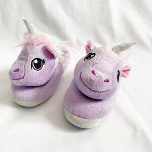 5/$25 NWOT Build‎ a bear purple unicorn house slippers booties - small (10-11)